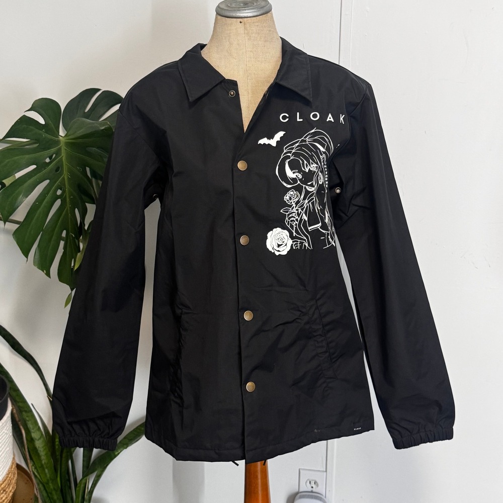 Cloak Brand Coach Jacket Medium Black Anime Graphic Streetwear Windbreaker Japan